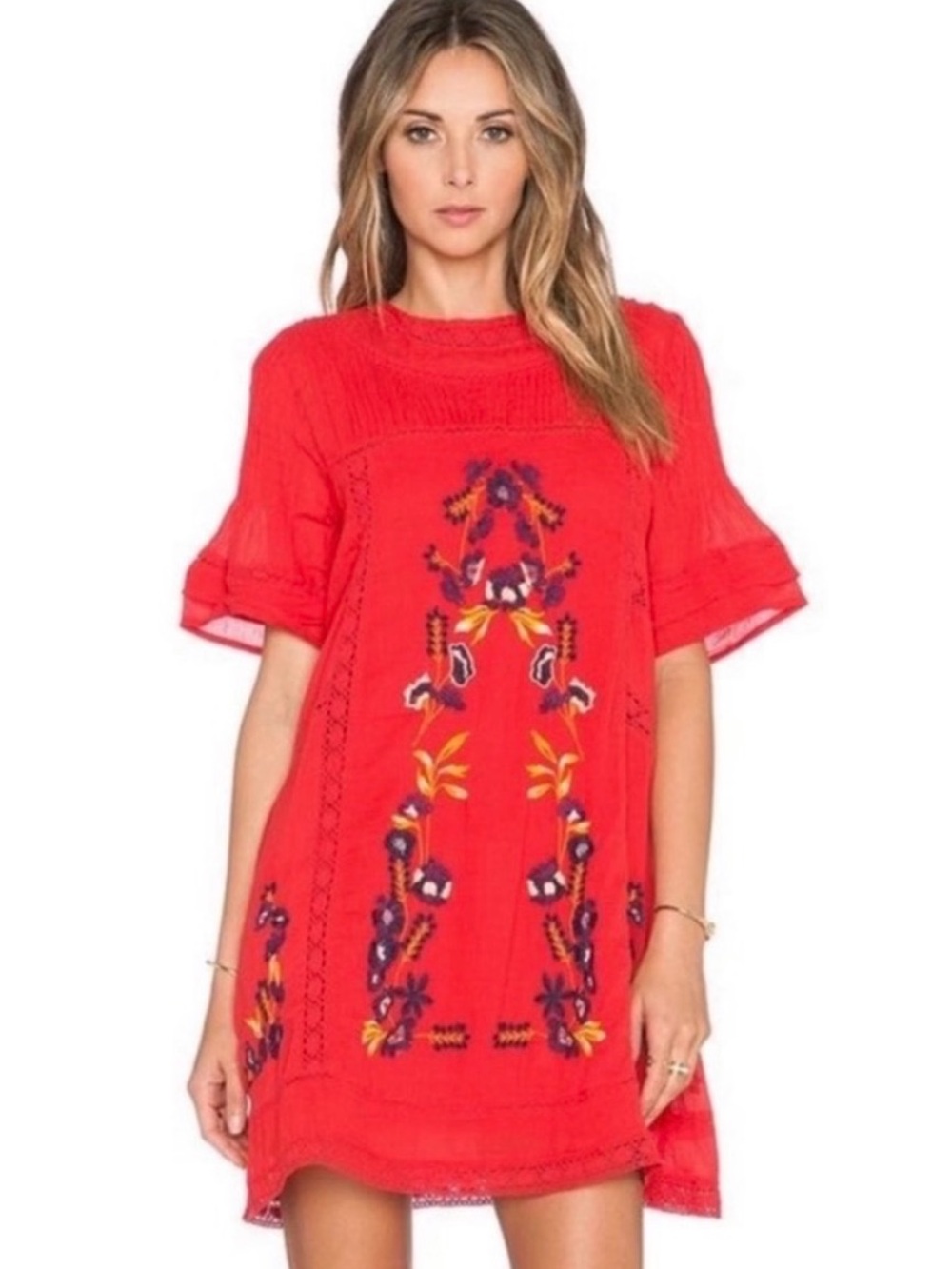 Free People Perfectly Victorian Mini Dress in Red